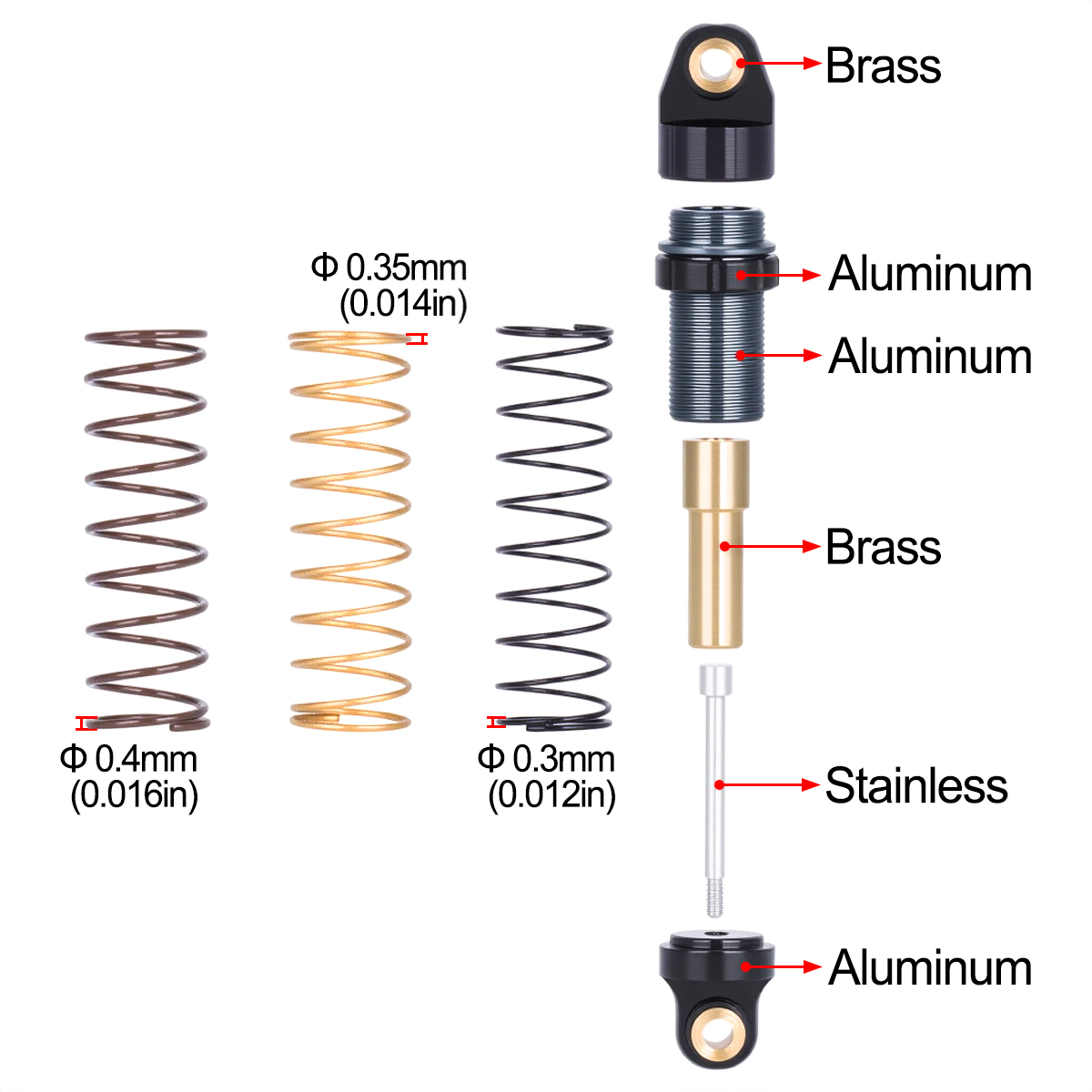 Комплект из 4 алюминиевых амор – обзор и цена Shock Absorber Rc
