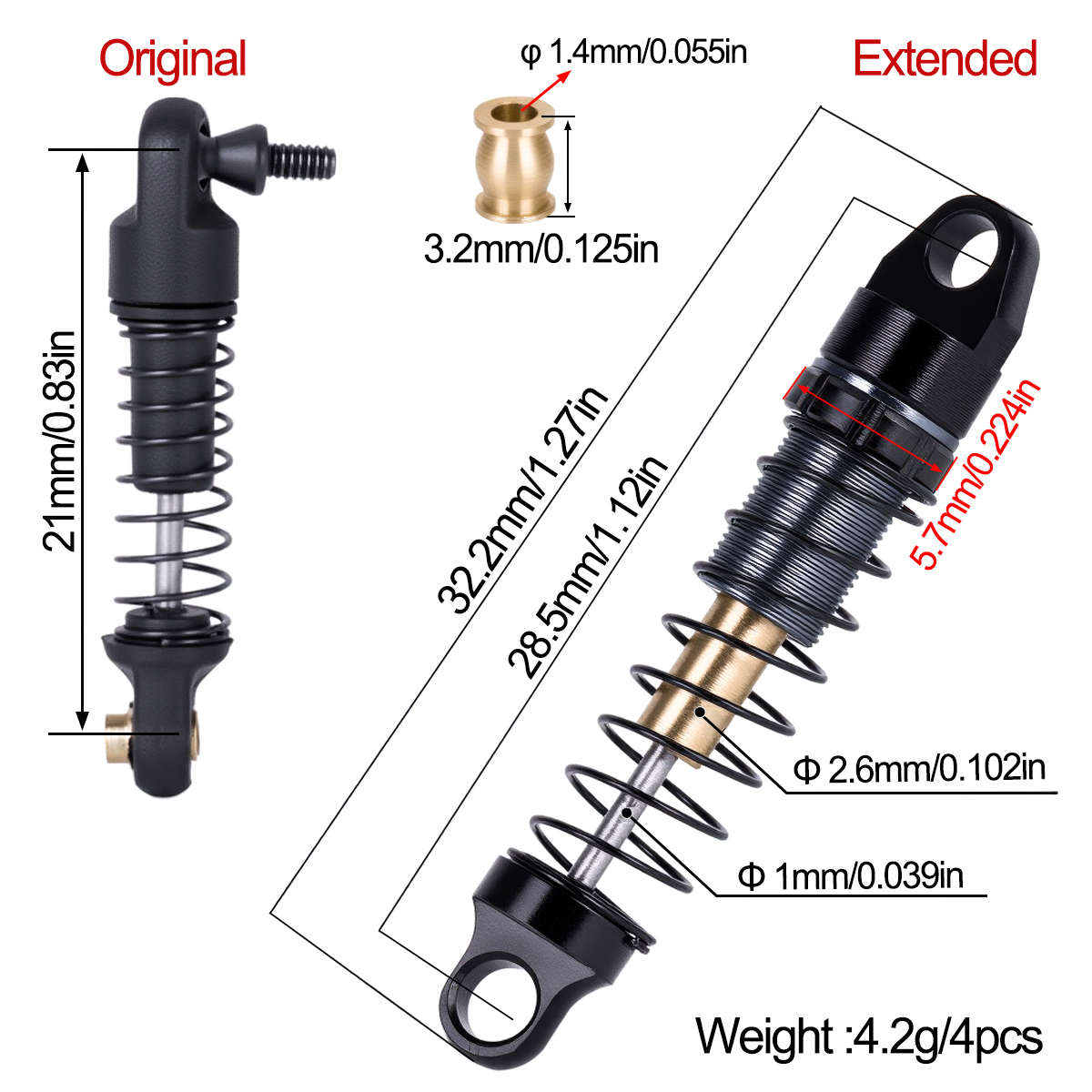 Комплект из 4 алюминиевых амор – обзор и цена Shock Absorber Rc